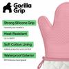 GORILLA GRIP BPA-Free Soft Silicone Oven Mitts, 550F Heat Resistant Waterproof Cooking Safety Gloves, Thick Cotton Lining, Flexible Gripping for BBQ Grilling, Kitchen Potholders Set, 12.5x8.3, Pink view 2