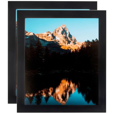 ArtToFrames 8x20 Inch Black Picture Frame, 2 - Pack, This 1.25 inch Custom MDF Poster Frame is Black, Comes with Regular Glass (Frame_Pack_2_FRBW26079-8x20)
