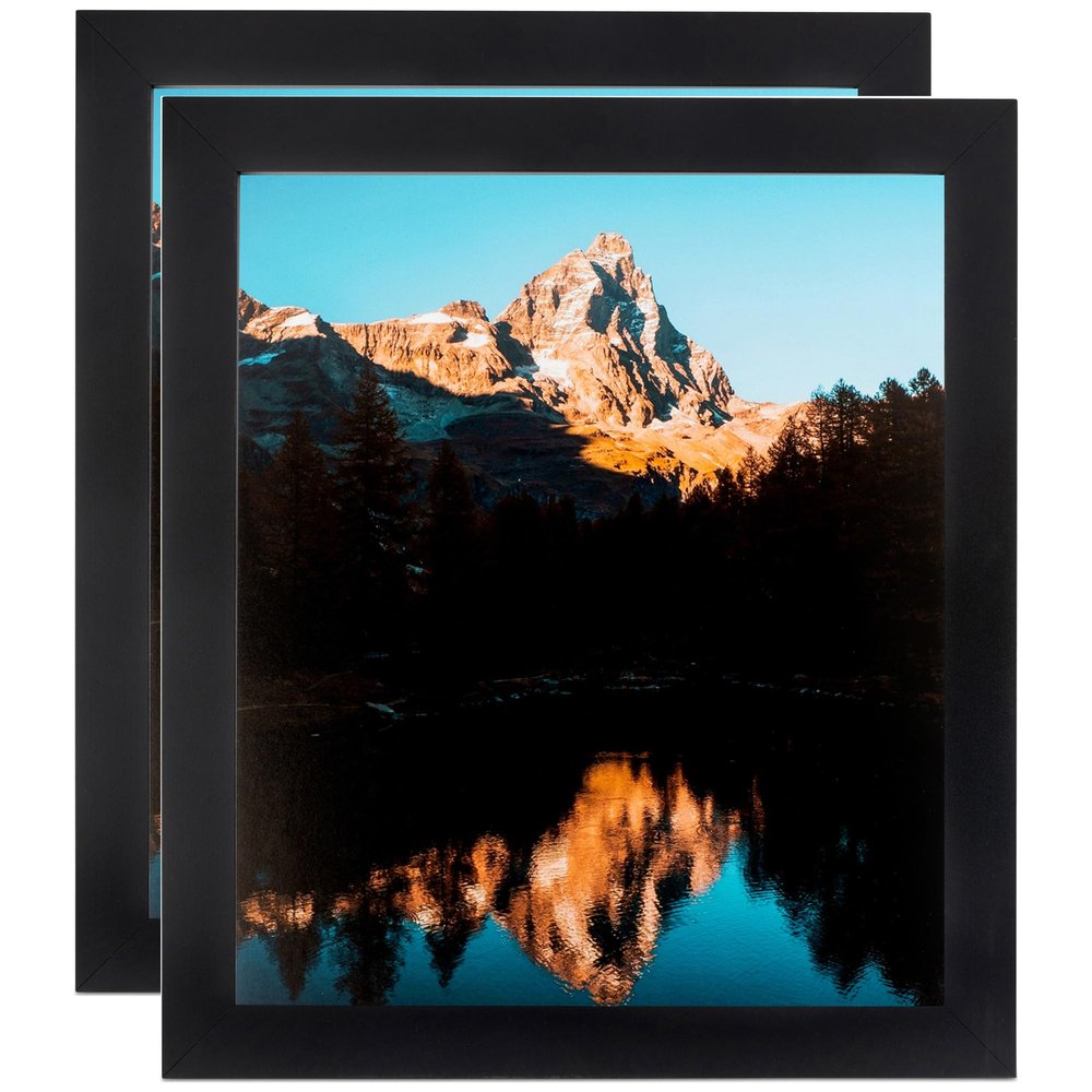 ArtToFrames 8x20 Inch Black Picture Frame, 2 - Pack, This 1.25 inch Custom MDF Poster Frame is Black, Comes with Regular Glass (Frame_Pack_2_FRBW26079-8x20)