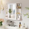 Casart Wall Mounted Bathroom Cabinet with Mirror, Single Door Medicine Cabinet with 4-Tier Inner Shelf view 1