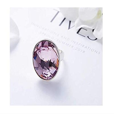 Bansriracha mbellished with Crystal Wedding Ring Austrian Rhinestone Romantic Anniversary Women Jewelry Blue Purple (Blue, 8)