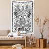 Ambesonne Pisces Tapestry, Abstract Jumble Design with Mermaids and Splashing Water Monochrome Sketch, Wall Hanging for Bedroom Living Room Dorm Decor, 60" X 80", Charcoal Grey White view 2