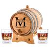 Personalized Oak Aging Barrel & Whiskey Glasses | Miller Design (5 Liters) view 1