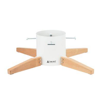 Tree Nest Large Christmas Tree Stand Base for Real Trees Nordic Style Christmas Tree Holder up to 10ft Trees Stable for Xmas Decoration Timber (White)