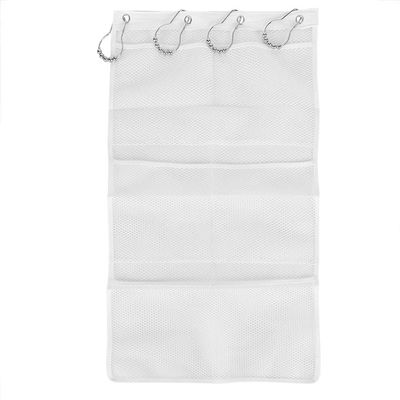 TOPINCN Mesh Bathroom Storage Organizer Bag with 6 Pockets, Chemical Fiber Material, 23.6 x 13 inches, Hanging Design with Metal Ball Hooks