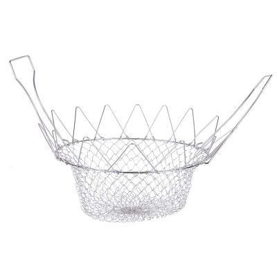 Foldable Mesh Frying Net Basket Holder Baskets Cooking Strainer for French Fries Potato Fryer Fried Food Kitchen Cooking Tool