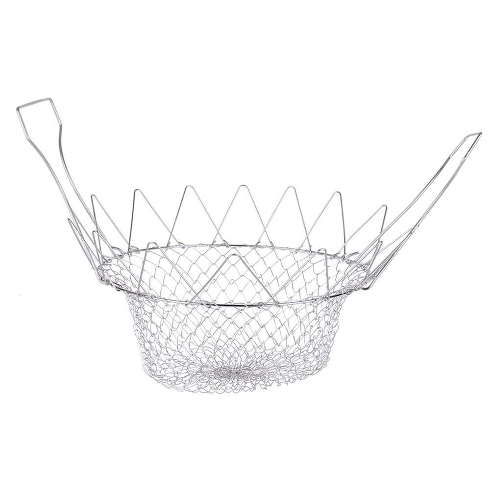 Foldable Mesh Frying Net Basket Holder Baskets Cooking Strainer for French Fries Potato Fryer Fried Food Kitchen Cooking Tool