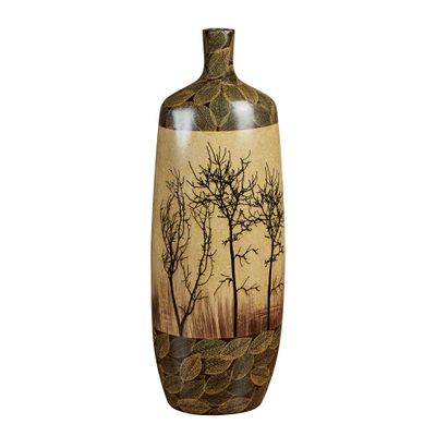 Bare Trees Floor Vase Multi Earth - Large Tall Size - Golden, Cypress Tree Green - Handcrafted Ceramic Decor - Table, Floor - Decorative Vases for Living Room, Bedroom, Bathroom - 24 Inches