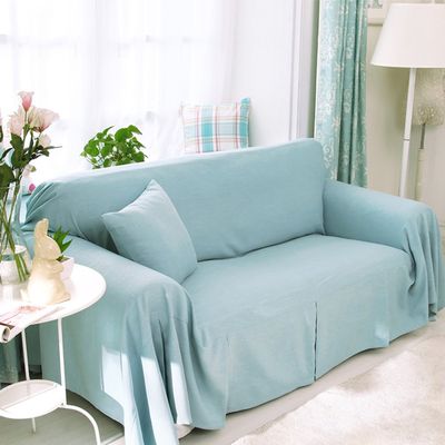 HC&WT Thicken Solid Color Sofa Slipcover, 1 Piece Vintage Hemp Couch Cover Anti-skidding Soft Fabric Furniture Protector for 1 2 3 4 Cushions
