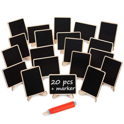 20+1 pcs Wood Mini Chalkboard Sign with Easel Stand Special Event Decorations, Table Numbers Plants, Weddings Place & Birthday Parties Cards, Blackboard for Message Board Signs