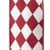 K&K Interiors 11647B Red & White Harlequins Ribbon, Red and White view 1