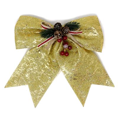 allgala Christmas Decorative Bows for Wreath Garland Treetopper Christmas Tree (14" Jumbo Gold Foil 2-PK)-XBW93052