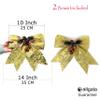 allgala Christmas Decorative Bows for Wreath Garland Treetopper Christmas Tree (14" Jumbo Gold Foil 2-PK)-XBW93052 view 2