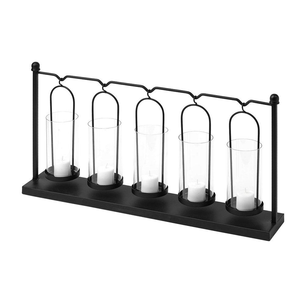 Mercana Furniture & Decor Erlen by Mercana Table Candle Holder, 23.5L x 4.0W x 12.8H, Matte-Black