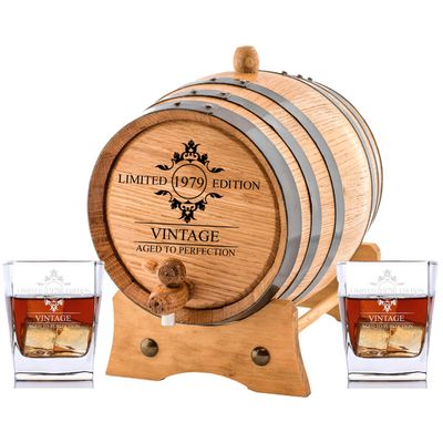 Personalized Oak Aging Barrel & Whiskey Glasses | Barrel Aged Limited Edition (5 Liters)