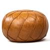 Moderner Faux Leather Pouf Unstuffed Ottoman Moroccan Footstool, Floor Footrest Cushion, Storage Solution - Natural Brown Color view 1