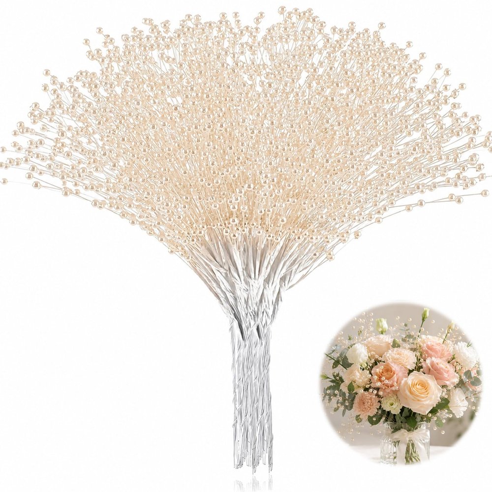 XINHUIDALSQ 100Pcs Bridal Wedding Pearl Bouquet Party Decoration Pearl String Beaded Garland Beads Garlands Wedding Party Mother's Day Decoration DIY Accessories for Christmas (Ivory)