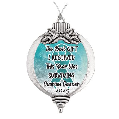 Ovarian Cancer Survivor Christmas Ornament Choose Snowman Snowflake or Bulb (Bulb)