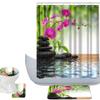 Amagical Spa Zen Garden Bamboo Orchids and Water Decor 16 Piece Bathroom Mat Set Shower Curtain Set Bath Mat Contour Mat Toilet Cover Waterproof Shower Curtain with 12 Hooks view 1