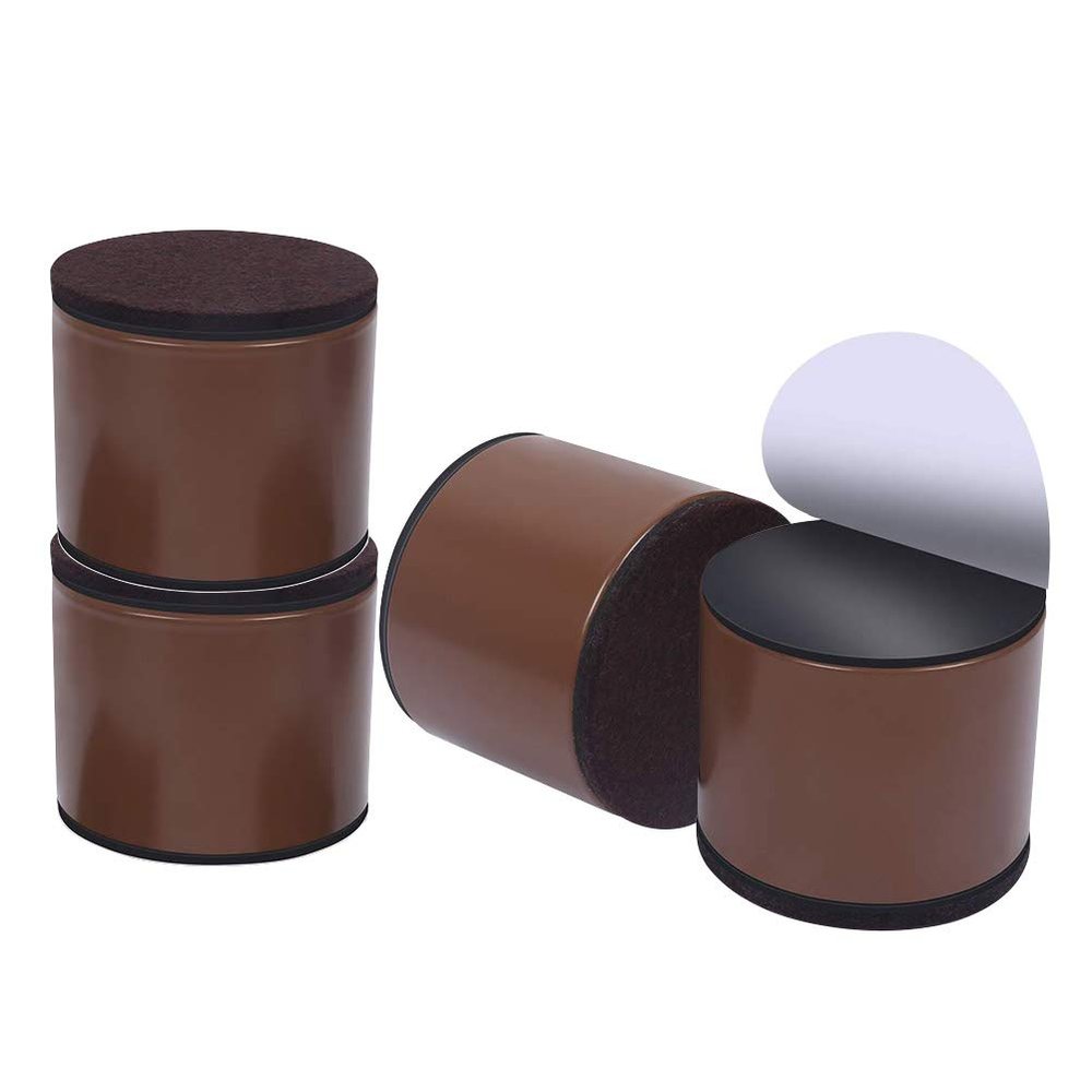 Furniture Round Risers,Uspacific 4 Pack Furniture Height Extenders, Add 1.3" Height to Furniture or Beds Self-Adhesive Round Furniture Chair Table Risers Heavy Duty, Supports 4400 Ibs(Brown)