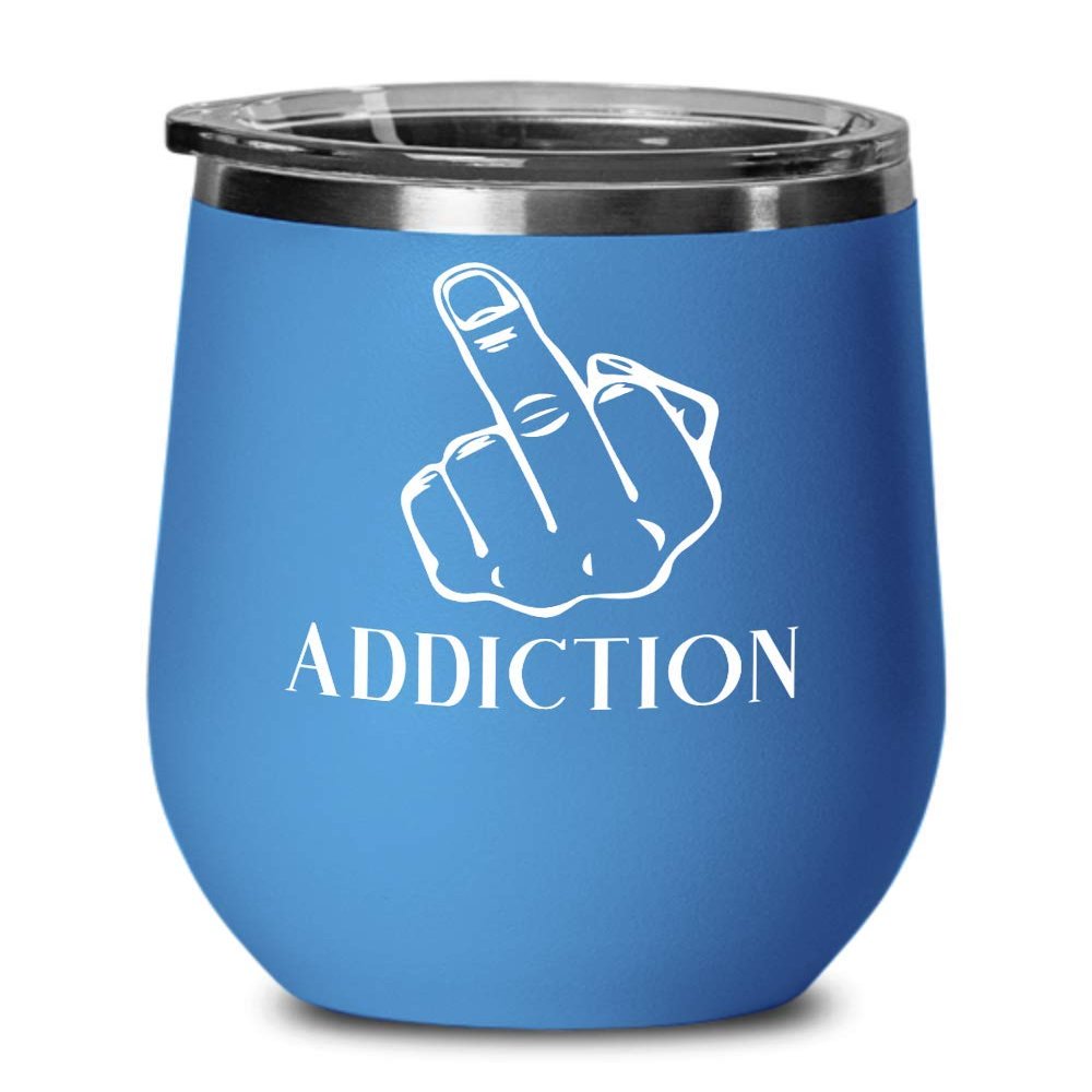 Addict Gifts Fuck Addiction Recovery Gifts Wine Tumbler Gifts for Recovering Addicts Coffee Mug Tea Cup Encouragement Gift for Men and Women