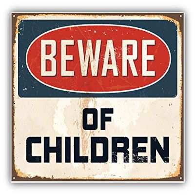 MAGNET Beware Of Children Vintage Metal Sign Vinyl Magnet Bumper Refrigerator Sticker Magnet Flexible Reuseable Magnetic Vinyl 5"