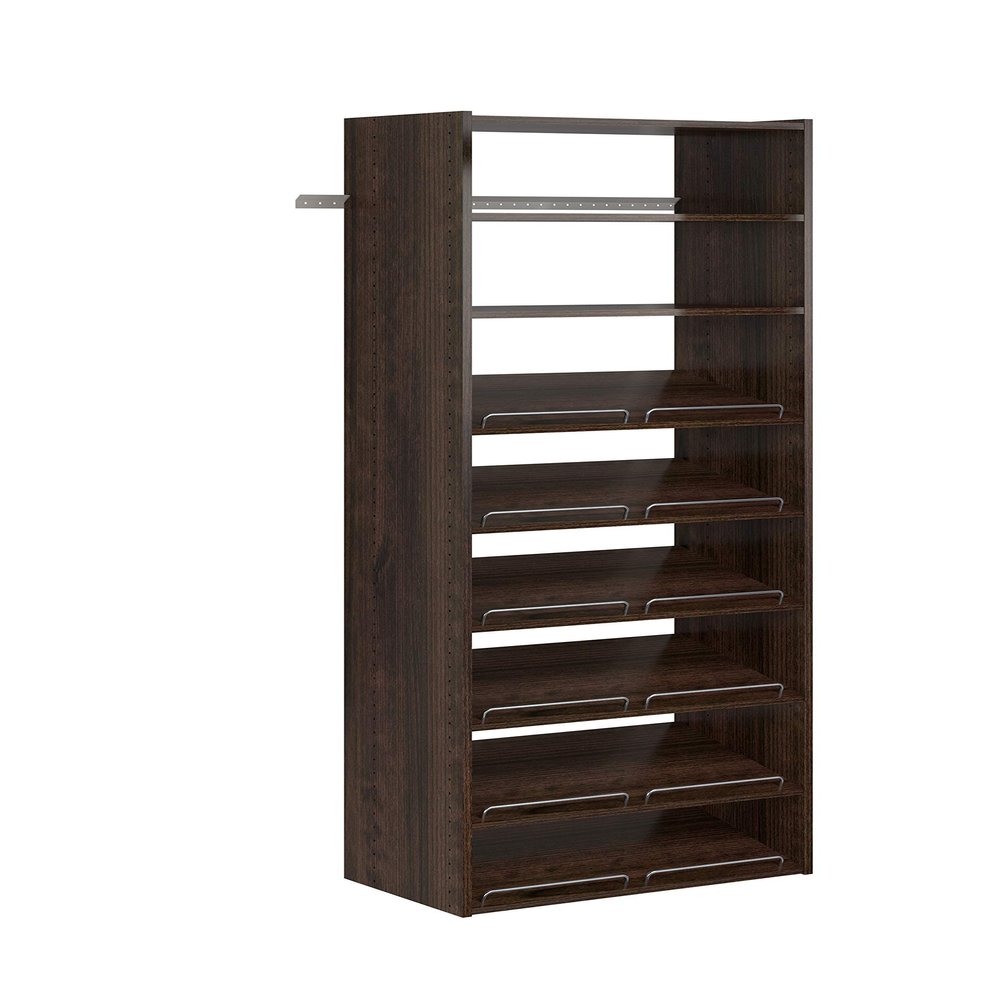 Easy Track PH36-TR Living Essentials Shoe Storage Tower Wood Closet Organizer, Truffle