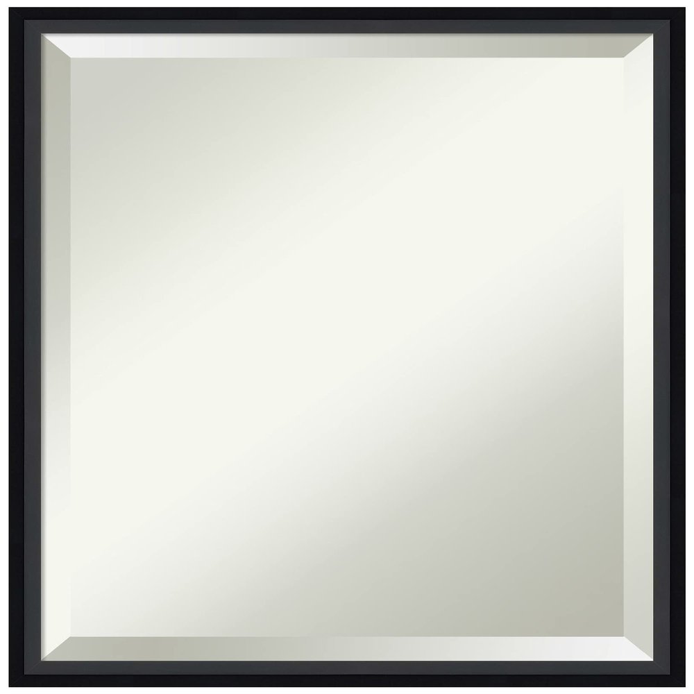 Amanti Art Black Bathroom Mirror for Over Sink, 21x17 Lucie Black Rectangle Vanity Mirror, Small Modern Contemporary Wood Frame, Hangs Horizonally and Vertically, Bathroom Wall Decor, Beveled Edge