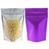 100pcs Frosted Clear Window Stand Up Colored Metallic Foil Resealable Zipper Seal Bags (Purple, Standup | 3.5oz) view 1