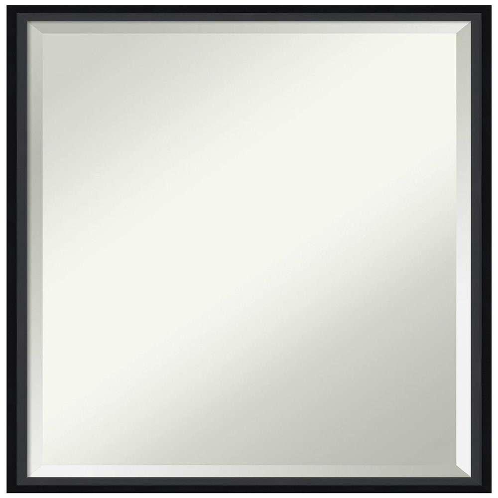 Amanti Art Black Bathroom Mirror for Over Sink, 25x19 Lucie Black Rectangle Vanity Mirror, Medium Modern Contemporary Wood Frame, Hangs Horizonally and Vertically, Bathroom Wall Decor, Beveled Edge