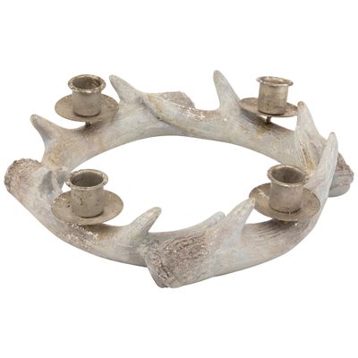 Antler Wreath Christmas Taper Candle Holder - 10.25"