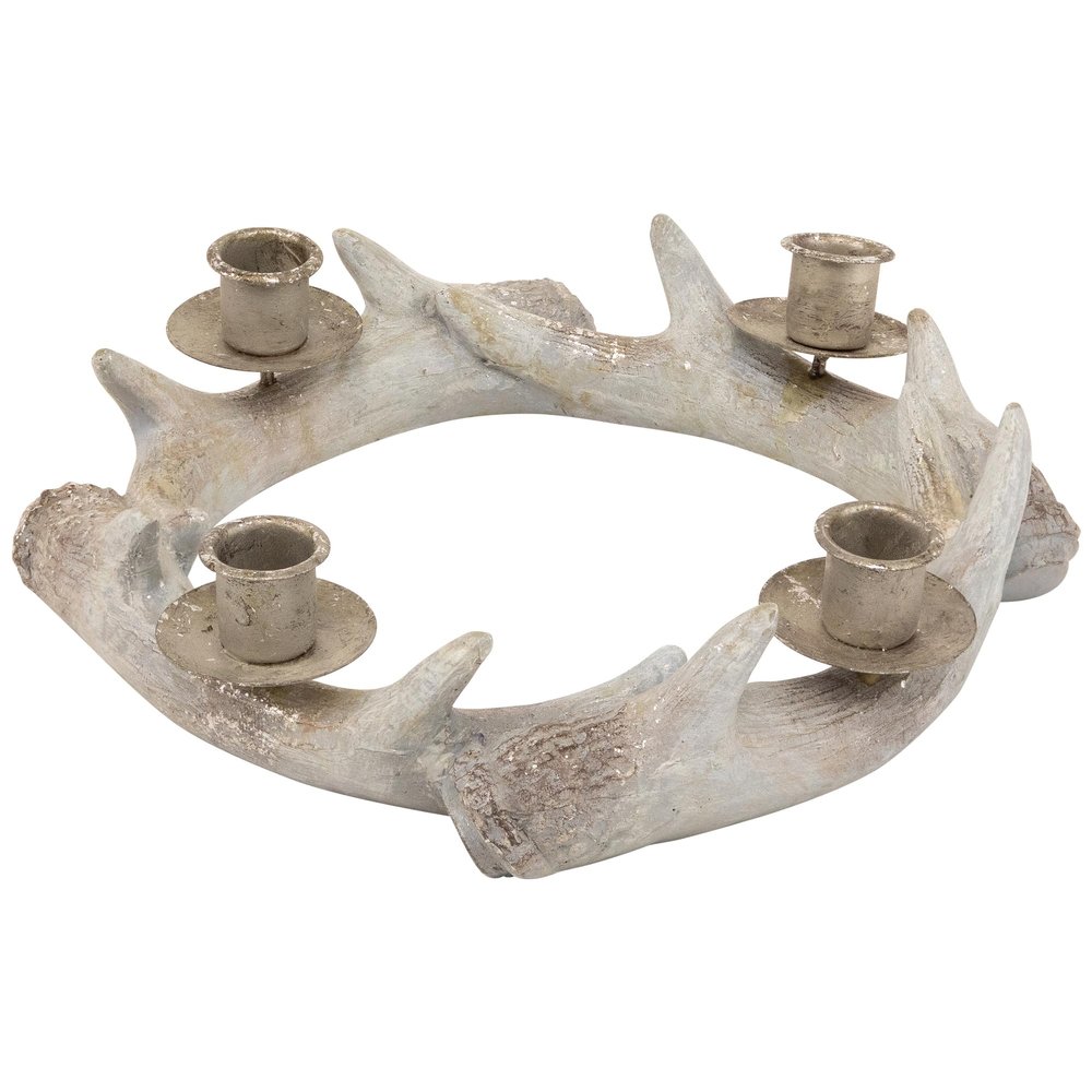 Antler Wreath Christmas Taper Candle Holder - 10.25"