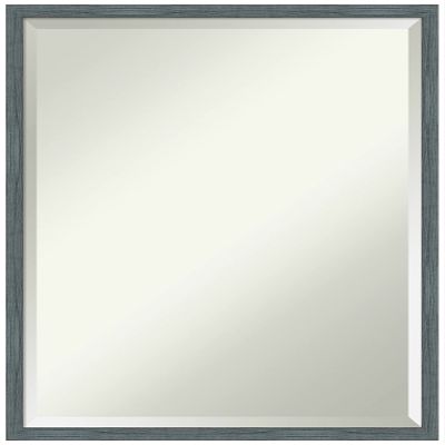 Amanti Art Blue Bathroom Mirror for Over Sink, 25x19 Dixie Blue Grey Rustic Narrow Rectangle Vanity Mirror, Medium Rustic Wood Frame, Hangs Horizonally or Vertically, Bathroom Wall Decor, Beveled Edge