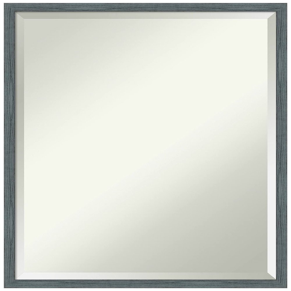 Amanti Art Blue Bathroom Mirror for Over Sink, 25x19 Dixie Blue Grey Rustic Narrow Rectangle Vanity Mirror, Medium Rustic Wood Frame, Hangs Horizonally or Vertically, Bathroom Wall Decor, Beveled Edge