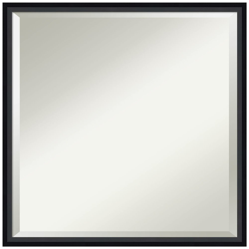 Amanti Art Black Bathroom Mirror for Over Sink, 21x21 Lucie Black Square Vanity Mirror, Medium Modern Contemporary Wood Frame, Hangs Horizonally and Vertically, Bathroom Wall Decor, Beveled Edge