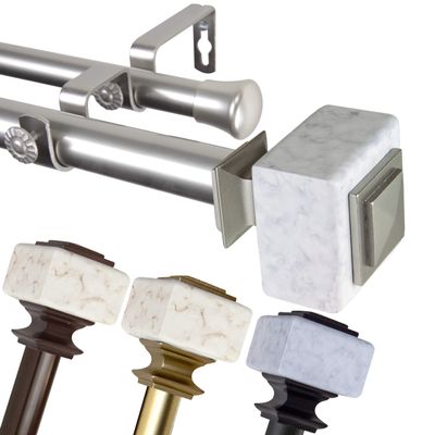 A&F Rod Decor - Madres 1" Double Curtain Rod 160-240 inch - Satin Nickel