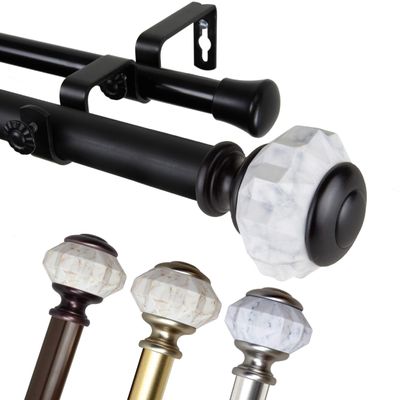A&F Rod Decor - Elisa 1" Double Curtain Rod 120-170 inch - Black