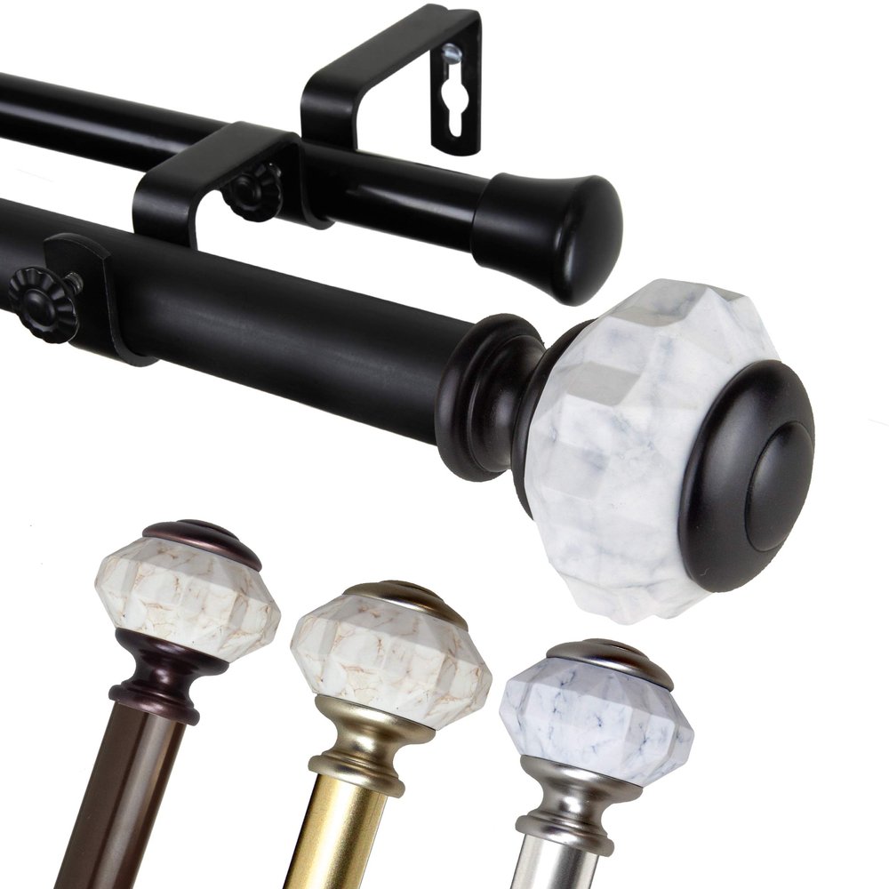 A&F Rod Decor - Elisa 1" Double Curtain Rod 120-170 inch - Black