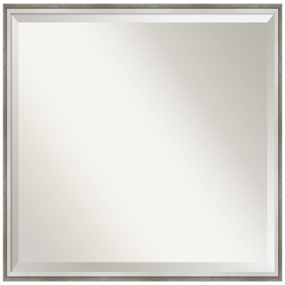 Amanti Art Silver Bathroom Mirror for Over Sink, 23x29 Lucie Silver White Rectangle Vanity Mirror, Large Modern Wood Frame, Hangs Horizonally and Vertically, Bathroom Wall Decor, Beveled Edge