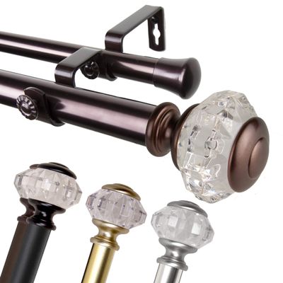A&F Rod Decor - Adriana 1" Double Curtain Rod 160-240 inch - Satin Nickel