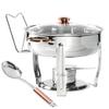 Denmark Tools for Cooks Celebrations Cookware Collection 8 Piece 4-Quart Stainless Steel Round Chafing Dish Set with Glass Lid for Entertaining & Catering view 1