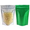 100pcs Frosted Clear Window Stand Up Colored Metallic Foil Resealable Zipper Seal Bags (Green, Standup | 10.5oz) view 1