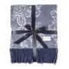 Calyx Interiors Wool Throw Blanket  50 x 60in Lambswool Throw Blanket with Tassels  Soft and Warm Thick Wool Throw  Throw Blanket for Couch, Bed, Sofa  Warm Blanket for Winter (Navy/Gray) view 2