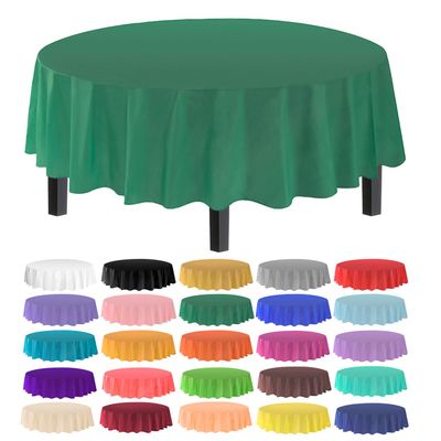 allgala Table Cover Water Proof Disposable Tablecloth-6PK Round 84"-Dark Green- for Party Birthday Wedding Picnic Fiesta Home Party Decorations