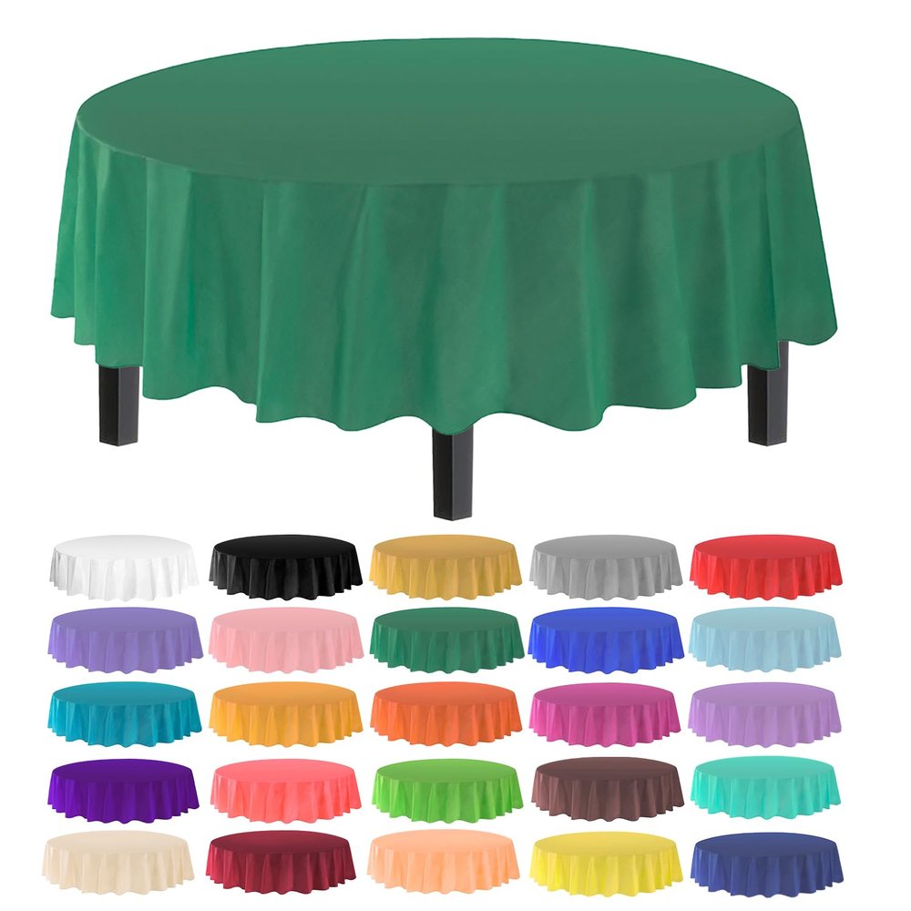 allgala Table Cover Water Proof Disposable Tablecloth-6PK Round 84"-Dark Green- for Party Birthday Wedding Picnic Fiesta Home Party Decorations