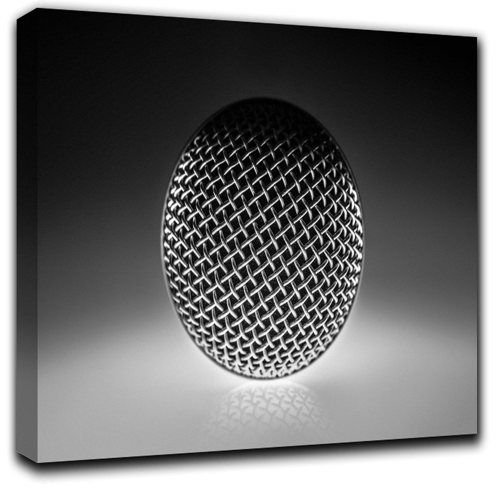 Round'N'Sound Wall Art Decor Picture Painting Poster Print on Canvas Panels Pieces - Creative Theme Wall Decoration Set - Microphone Wall Picture for Showroom Office 17 by 30 in
