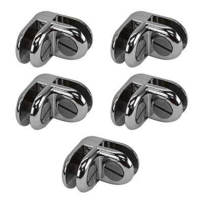 Prolinemax Set of 5 Pieces Chrome 2-Way Glass Display Connector 3/16 Inch Tempered Glass Shelf