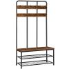 HOOBRO Hall Tree with Bench, Entryway Bench with Coat Rack, Mud Room Rack with 12 Double Hooks and Shoe Storage, Coat Tree, Shoe Rack Organizer, for Foyer, Front Door, Rustic Brown BF05MT01 view 1