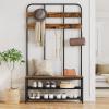 HOOBRO Hall Tree with Bench, Entryway Bench with Coat Rack, Mud Room Rack with 12 Double Hooks and Shoe Storage, Coat Tree, Shoe Rack Organizer, for Foyer, Front Door, Rustic Brown BF05MT01 view 3