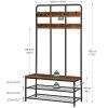HOOBRO Hall Tree with Bench, Entryway Bench with Coat Rack, Mud Room Rack with 12 Double Hooks and Shoe Storage, Coat Tree, Shoe Rack Organizer, for Foyer, Front Door, Rustic Brown BF05MT01 view 4